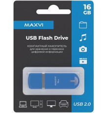 MAXVI P3 16GB sky blue, монолит с колпачком, ABS пластик, USB 2.0