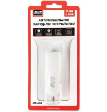 Автомобильное зарядное устройство AVS UC-443, 1 USB + кабель Type-C , 2.4 А, 12 Вт (A78701S)