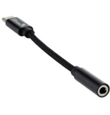 Аудио переходник ELTRONIC (1-56) 3.5 Jack (F) - Type-C с проводом тканевая оплетка (черный)